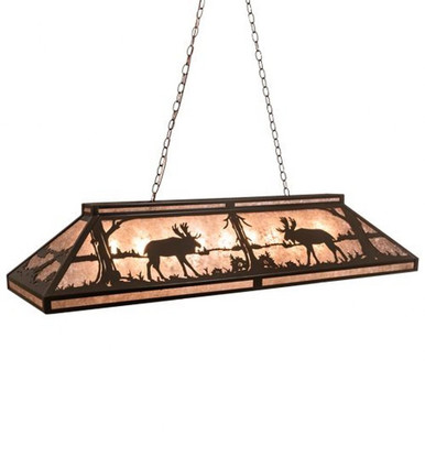 Moose at Lake 9 Light Oblong Pendant 22 x 18 Inch by Meyda Tiffany 144972 - 144972