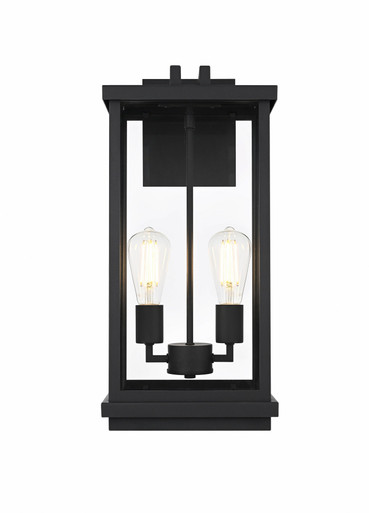 Theodore 2 Light Outdoor Wall Mount 21 Inch Tall and 9 Inch Wide by Elegant - OD404W21BK
