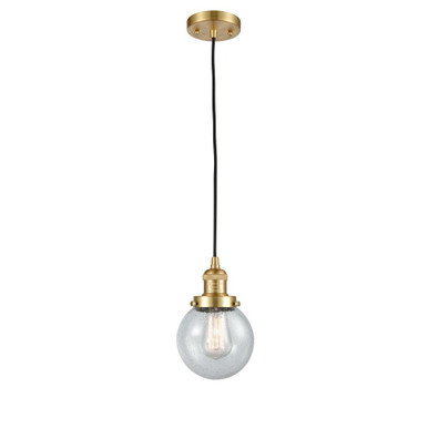 Beacon 100W 1 LED Cord Hung Mini Pendant 9.25 Tall X 6 Wide by Innovations - 201C-SG-G204-6-LED