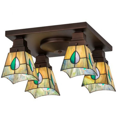 Mackintosh Leaf 4 Light Flush Mount 8.5 x 22.75 In by Meyda Tiffany - 144231