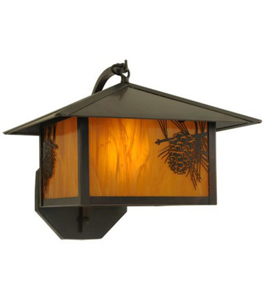 Seneca Winter Pine 1 Light Curved Arm Wall Sconce 12.5 x 13 Inch by Meyda - 141243