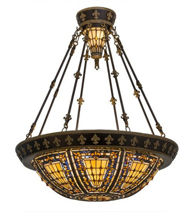 Fleur de lis 4 Light Semi Flush Mount 34.5 x 28 Inch by Meyda Tiffany - 115300