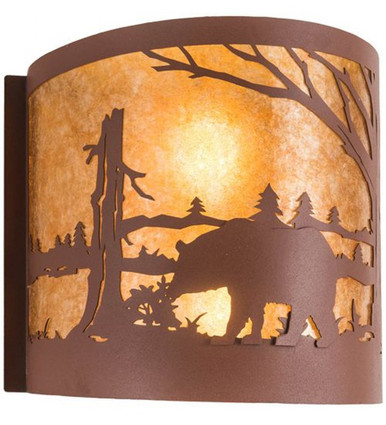 Bear at Lake 2 Light Wall Sconce 14.5 x 15.5 Inch by Meyda Tiffany - 200325