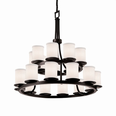 Textile Dakota 21 Light Large 2 Tier Chandelier by Justice Design - FAB-8767-10-WHTE