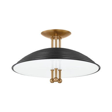 Larkin 3 Light 16 Inch Wide Semi Flush Mount by Troy - C4416-PBR/SBK