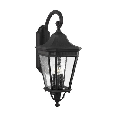 Cotswold Lane 3 Light Seeded Glass Wall Lantern 30 Inch Tall by Generation - OL5424BK