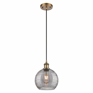 Athens Deco Swirl 1 Light Cord Hung Mini Pendant 9.88 X 8 by Innovations - 516-1P-BB-G1213-8SM
