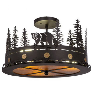 Bear at Dusk 36W 3 LED Flush Mount 10 x 16 In by Meyda Tiffany - 134785
