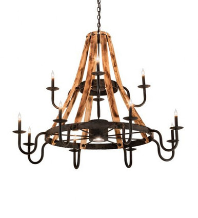Barrel Stave Madera 12 Light Chandelier 46 x 54 Inch Wide by Meyda Tiffany - 213961