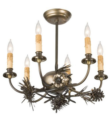 Woodland Pine 6 Light Chandelier 17.5 x 18 Inches Wide by Meyda Tiffany - 38330