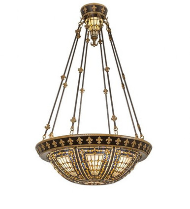 Fleur de lis 4 Light Semi Flush Mount 48 x 28 Inches by Meyda Tiffany - 221467