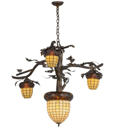 Acorn Branch 4 Light Chandelier 40 x 48 Inches Wide by Meyda Tiffany - 160189