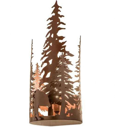 Bear Through the Trees 1 Light Wall Sconce 18 x 8 Inches by Meyda Tiffany - 159806