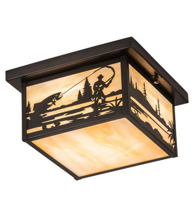 Hyde Park Fly Fisherman 2 Light Flush Mount 6.5 x 17 In by Meyda Tiffany - 51887