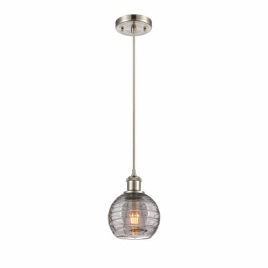 Athens Deco Swirl 1 Light Cord Hung Mini Pendant 8.13 X 5.88 by Innovations - 516-1P-SN-G1213-6SM