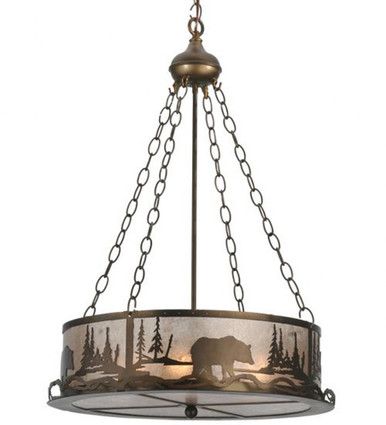 Bear at Lake 4 Light Inverted Pendant 36 x 21 Inches by Meyda Tiffany - 117014
