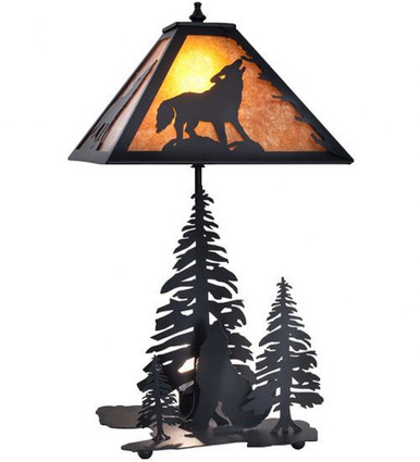 Wolf at Dawn 1 Light Lighted Base Table Lamp 22 x 16 Inch by Meyda Tiffany - 242540
