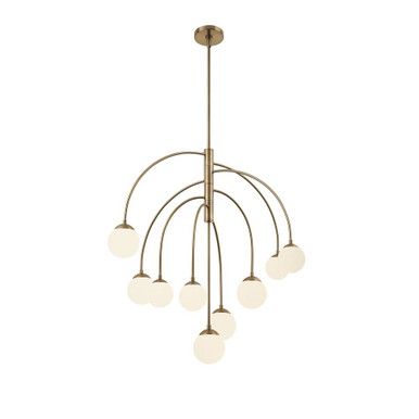 Fusion Noho 9 Light Chandelier 35 Inch and 32 Inch Wide by Justice Design - FSN-9014-ETCH-BRSS