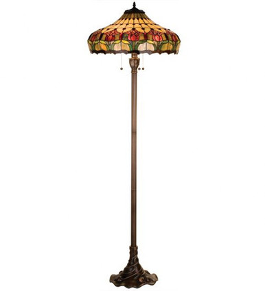 Colonial Tulip 3 Light Floor Lamp by Meyda Tiffany - 11070