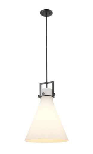 Newton Cone 1 Light Stem Hung Pendant 17 and 14 Inch Wide by Innovations - 411-1SL-BK-G411-14WH