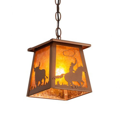 Cowboy & Steer 1 Light Pendant 13 x 10.25 Inches by Meyda Tiffany - 236859