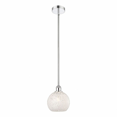 White Mouchette 1 Light Brass Stem Hung Small Pendant by Innovations - 616-1S-G1216-8
