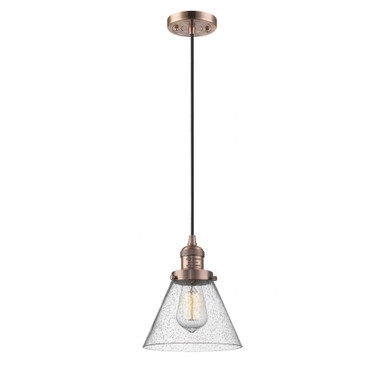 Cone 1 Light Cord Hung Mini Pendant 9.13 and 7.75 Inch Wide by Innovations - 201C-AC-G44