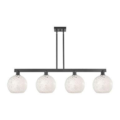 White Mouchette 4 Light Stem Hung Island 52.75 Inch Wide by Innovations - 716-4I-G1216-10