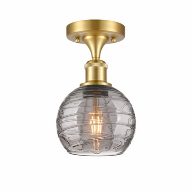 Athens Deco Swirl 1 Light 6 Inch Wide Semi Flush Mount by Innovations - 516-1C-SG-G1213-6SM