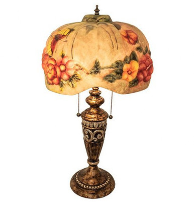 Puffy Butterfly & Flowers 2 Light Table Lamp 27 x 13 Inch by Meyda Tiffany - 253493