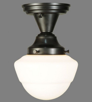 Revival Schoolhouse 1 Light 7 Inch Wide Metal Flush Mount by Meyda Tiffany - 142643