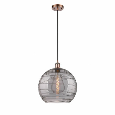 Athens Deco Swirl 1 Light Cord Hung Mini Pendant 15.13X13.75 by Innovations - 516-1P-AC-G1213-14SM