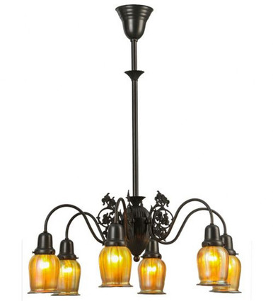 Favrile Early Electric 6 Light Chandelier 36 x 28 Inch W by Meyda Tiffany - 150068