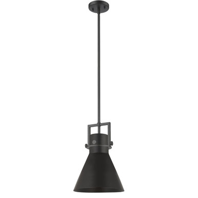 Newton Cone 1 Light Down Mini Pendant 14.75 and 10 Inch Wide by Innovations - 411-1SM-BK-M411-10BK