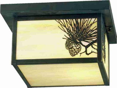 Hyde Park Winter Pine 2 Bulb Flush Mount 6.5 x 17 In by Meyda Tiffany 38559 - 38559