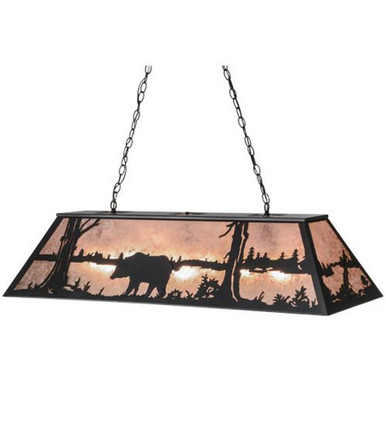 Bear at Lake 6 Light Oblong Pendant 21 x 17 Inches by Meyda Tiffany - 110854