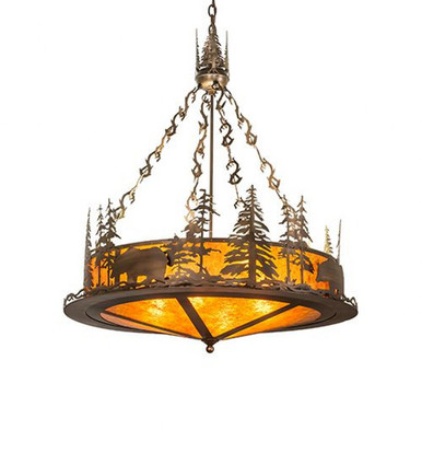 Bear at Lake 4 Light Inverted Pendant 42 x 34 Inches by Meyda Tiffany - 272093