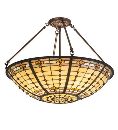 Fleur-De-Lite 3 Light 24 Inch Wide Semi Flush Mount by Meyda Tiffany - 187967