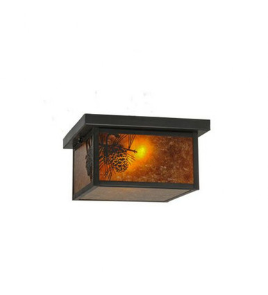 Hyde Park Winter Pine 2 Light Square Flush Mount 6.5 x 17 Inch by Meyda - 46292