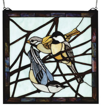 Backyard Friends 18 Inch Stained Glass Window II by Meyda Tiffany - 68387