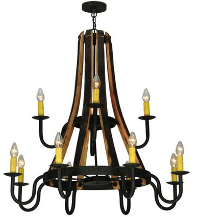 Barrel Stave Madera 12 Light 2 Tier Chandelier 46 x 44 Inch W by Meyda - 136568