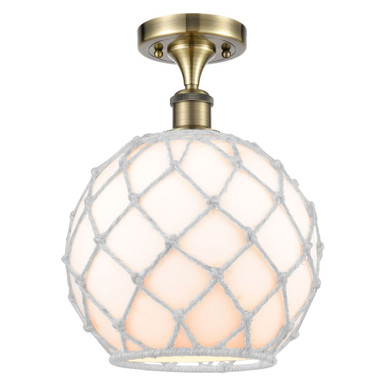 Farmhouse Rope 1 Light Semi Flush Mount 13.25 X 10 Inch Wide by Innovations - 516-1C-AB-G121-10RW