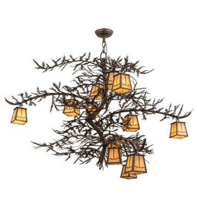Pine Branch Valley View 12 Light Chandelier 39 x 52 Inch by Meyda Tiffany - 158680