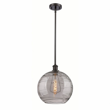 Athens Deco Swirl 1 Light Stem Hung Mini Pendant 12.88 X 12 by Innovations - 516-1S-OB-G1213-12SM