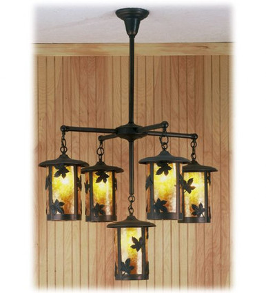 Fulton Maple Leaf Hanging Lantern Chandelier 43.5 x 30 Inch W by Meyda - 51995