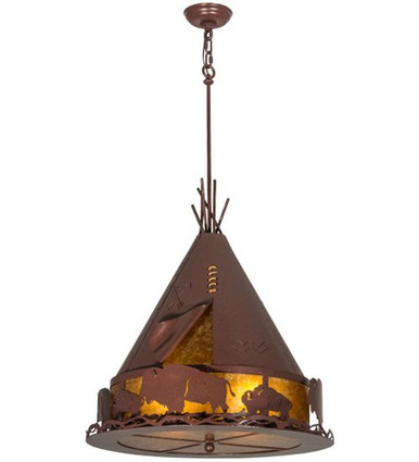 Teepee W/Buffalo 4 Light Pendant 44 x 24 Inches by Meyda Tiffany - 50109