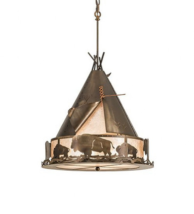 Teepee w/ Buffalo 4 Light Pendant 39 x 24 Inches by Meyda Tiffany - 32120