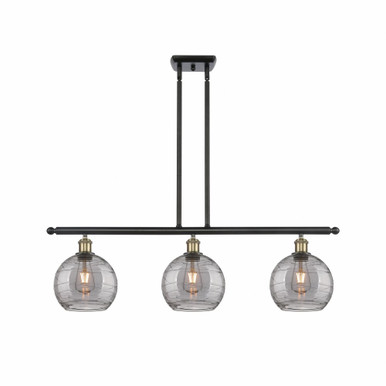 Athens Deco Swirl 3Light Stem Hung Island 10.38 InchX36 Inch by Innovations - 516-3I-BAB-G1213-8SM