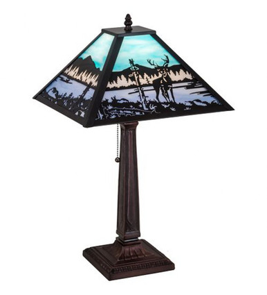 Deer at Lake  1 Light Table Lamp 22 Inch H and 18.5 Inch W by Meyda Tiffany - 187219