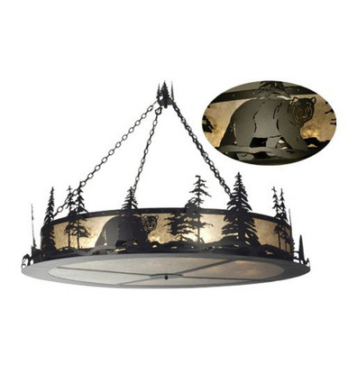 Northwoods Bear at Dusk 12 Light Inverted Pendant 78 x 66.5 Inch by Meyda - 10959